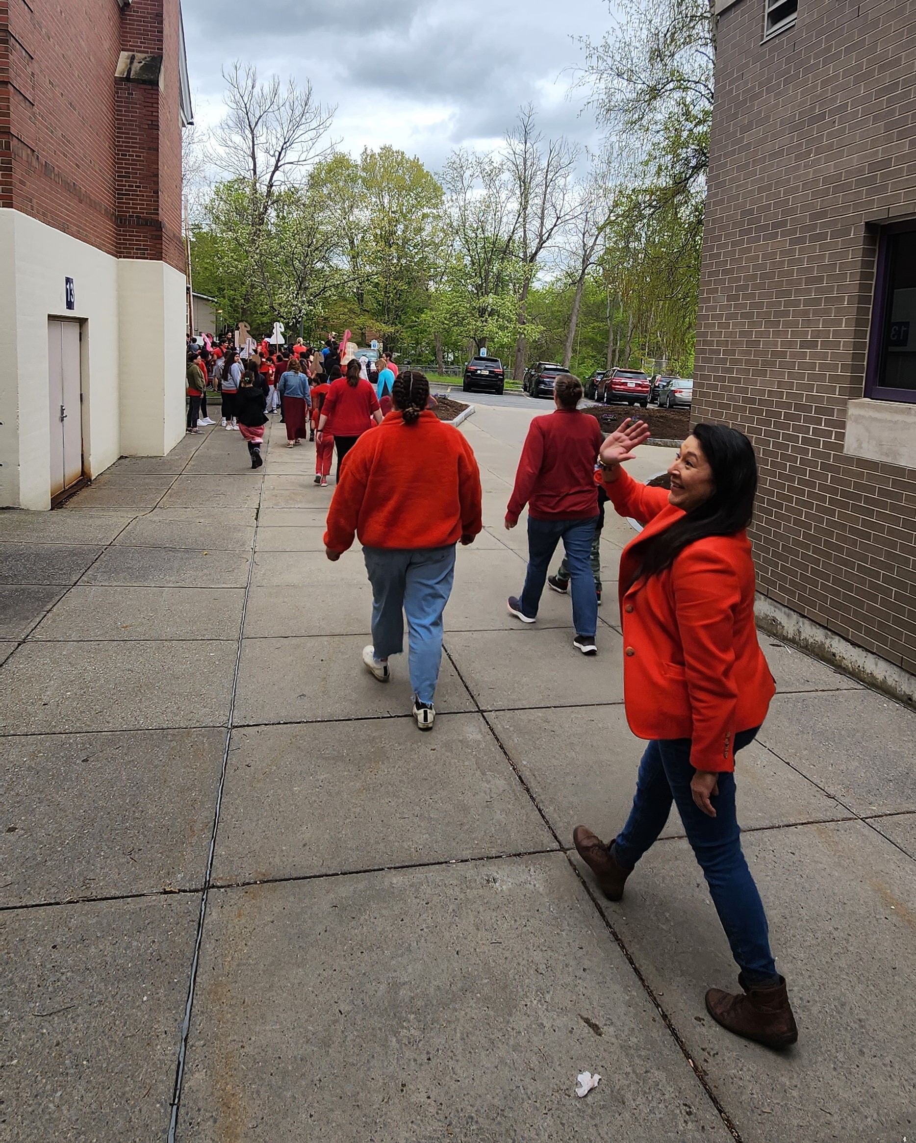students and staff walk for mmiw awareness